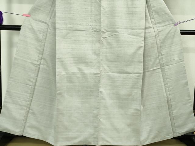 平和屋本店●希少　重要無形文化財 本場久米島紬 ゆうな染 手織 草木染 泥染 油崎キク作 色無地　白梅鼠色　証紙付き　逸品　DZAB3444kh6