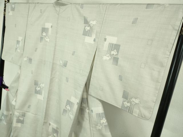 平和屋本店●極上 本場大島紬 白大島 9マルキ 兎 うさぎ 逸品 DZAB3449kh6