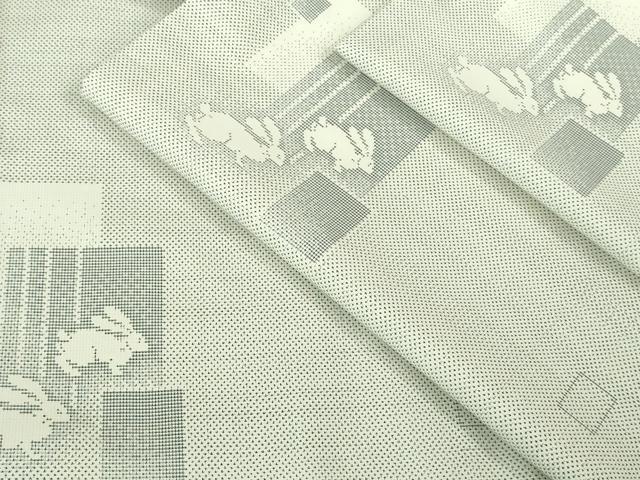 平和屋本店●極上 本場大島紬 白大島 9マルキ 兎 うさぎ 逸品 DZAB3449kh6