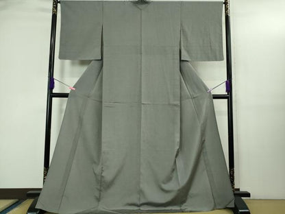 平和屋着物▽極上　本塩沢　単衣　色無地　丼鼠色　逸品　未使用　DZAB3450kh6
