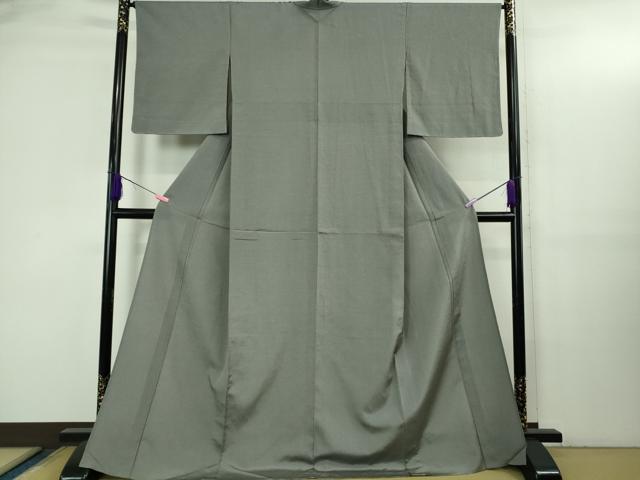 平和屋着物▽極上　本塩沢　単衣　色無地　丼鼠色　逸品　未使用　DZAB3450kh6