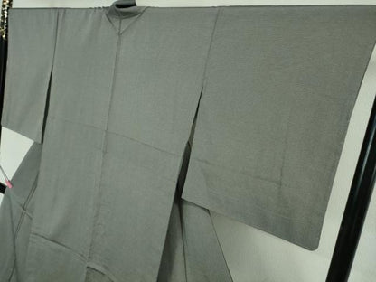 平和屋着物▽極上　本塩沢　単衣　色無地　丼鼠色　逸品　未使用　DZAB3450kh6