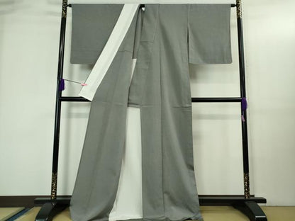 平和屋着物▽極上　本塩沢　単衣　色無地　丼鼠色　逸品　未使用　DZAB3450kh6