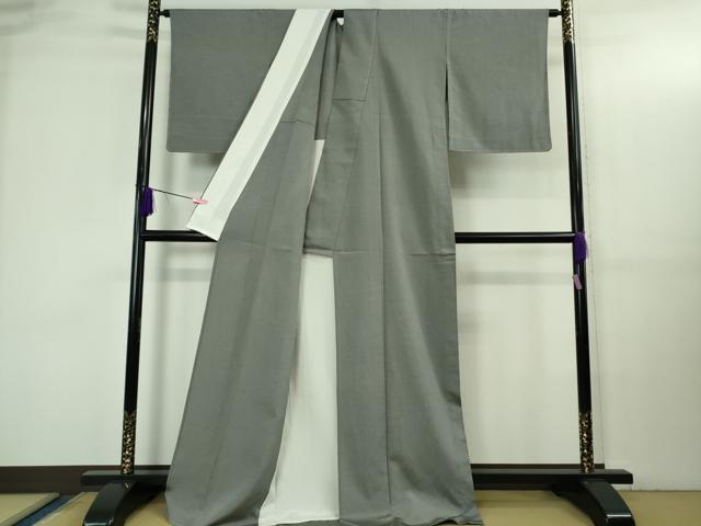 平和屋着物▽極上　本塩沢　単衣　色無地　丼鼠色　逸品　未使用　DZAB3450kh6