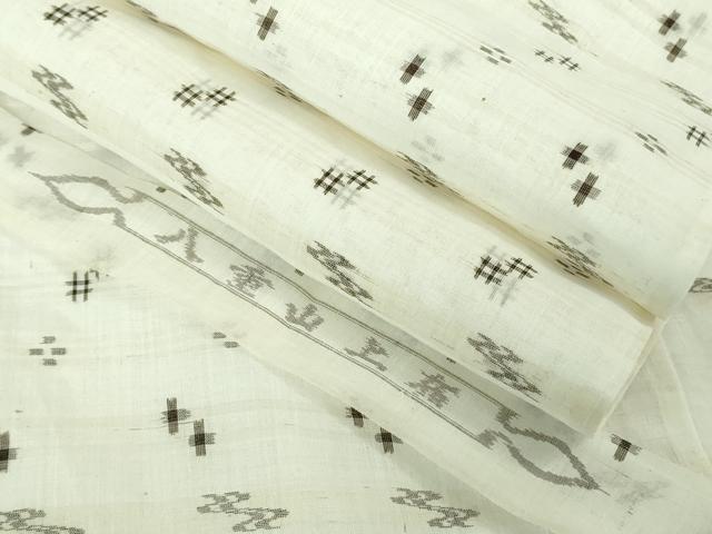 平和屋本店＊極上 夏物 沖縄県無形文化財指定 本場八重山上布 麻 反端付き 逸品 未使用 DZAB3464kh6