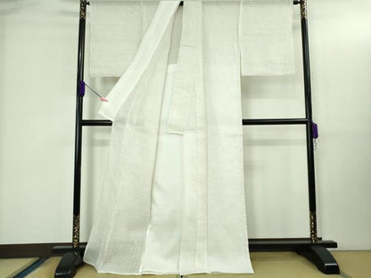 平和屋本店＊極上　夏物　沖縄県無形文化財指定　本場八重山上布　麻　反端付き　逸品　未使用　DZAB3467kh6