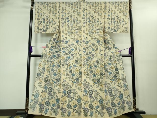 平和屋本店＊極上　夏物　本場琉球紅型　紗紬　訪問着　花鳥文　逸品　DZAB3470kh6