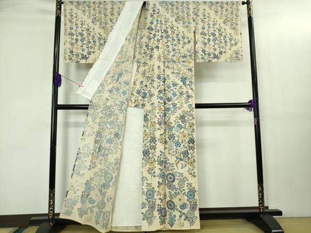 平和屋本店＊極上　夏物　本場琉球紅型　紗紬　訪問着　花鳥文　逸品　DZAB3470kh6