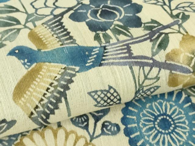 平和屋本店＊極上　夏物　本場琉球紅型　紗紬　訪問着　花鳥文　逸品　DZAB3470kh6