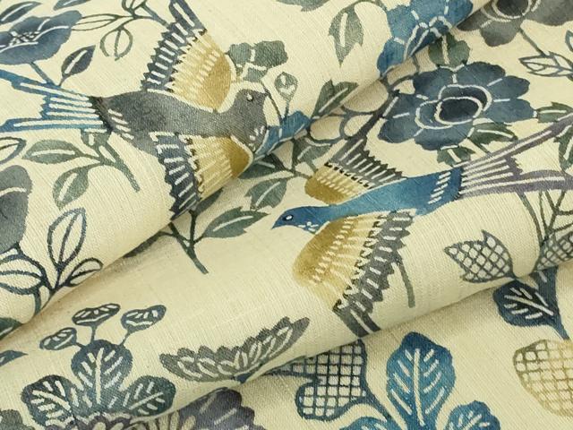 平和屋本店＊極上　夏物　本場琉球紅型　紗紬　訪問着　花鳥文　逸品　DZAB3470kh6