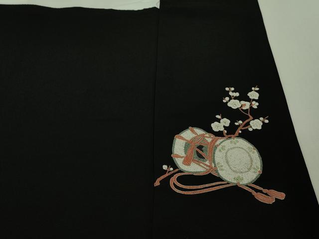平和屋本店●極上 十七代京屋林蔵 黒留袖・長襦袢(無双仕立て)・袋帯・帯揚げ帯締めセット 手刺繍 相良刺繍 金糸 共箱付き 逸品DZAB3473kh6