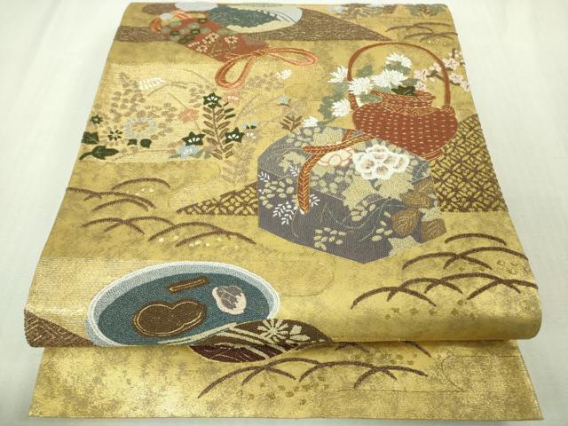 平和屋本店●極上 十七代京屋林蔵 黒留袖・長襦袢(無双仕立て)・袋帯・帯揚げ帯締めセット 手刺繍 相良刺繍 金糸 共箱付き 逸品DZAB3473kh6