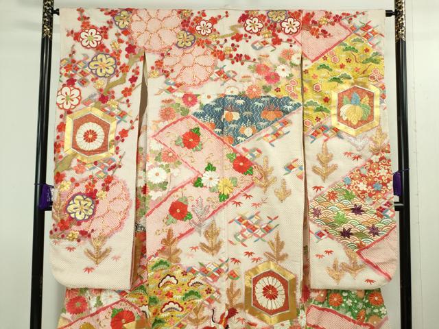 平和屋本店●極上　アンティーク　大正ロマン　振袖　駒刺繍　絞り　今様慶長文様　華趣　金彩　共箱付き　逸品　DZAB3474kh6