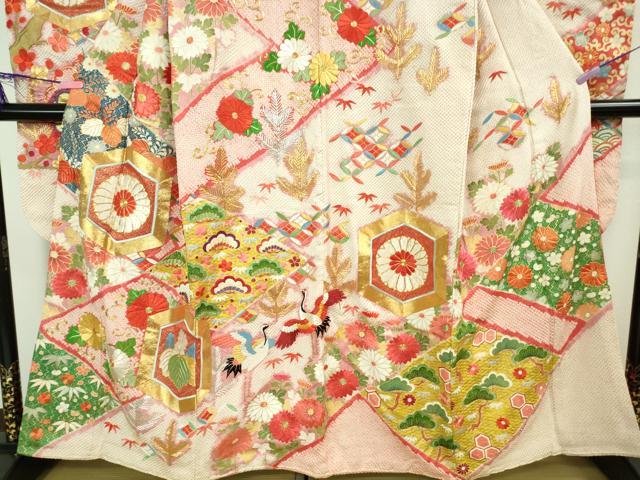 平和屋本店●極上　アンティーク　大正ロマン　振袖　駒刺繍　絞り　今様慶長文様　華趣　金彩　共箱付き　逸品　DZAB3474kh6