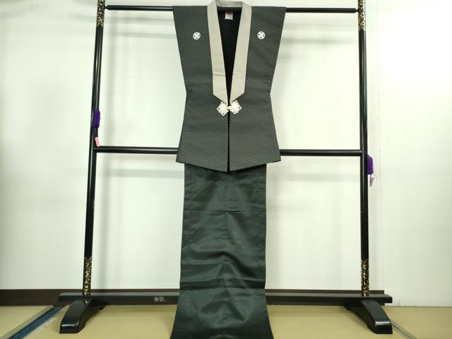 平和屋本店●極上　男性　半着(枯野色・錆浅葱色)・陣羽織・金襴袴セット　逸品　未使用　DZAB3475kh6