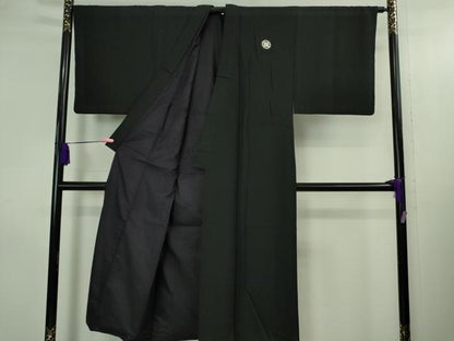 平和屋本店●極上 男性 黒紋付 長羽織セット 逸品 DZAB3476kh6