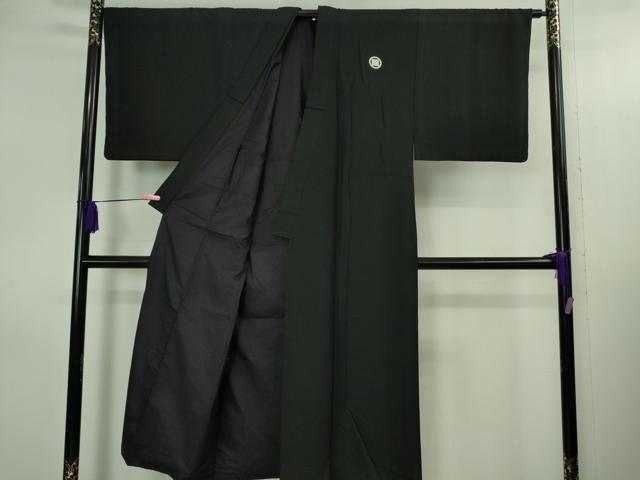 平和屋本店●極上 男性 黒紋付 長羽織セット 逸品 DZAB3476kh6