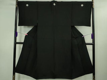 平和屋本店●極上　男性　黒紋付　長羽織セット　逸品　DZAB3477kh6