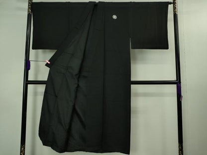 平和屋本店●極上　男性　黒紋付　長羽織セット　逸品　DZAB3477kh6