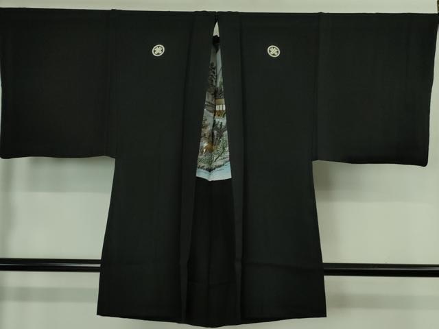 平和屋本店●極上　男性　黒紋付　長羽織セット　逸品　DZAB3477kh6