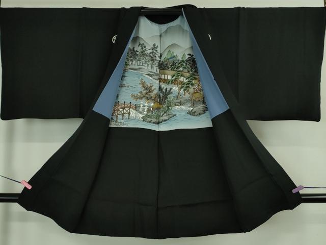 平和屋本店●極上　男性　黒紋付　長羽織セット　逸品　DZAB3477kh6