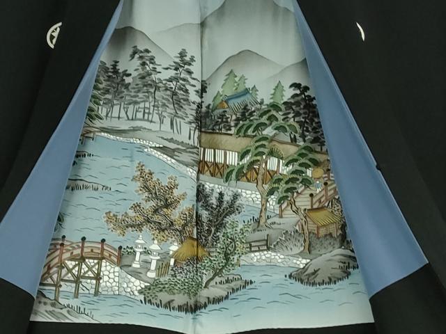 平和屋本店●極上　男性　黒紋付　長羽織セット　逸品　DZAB3477kh6