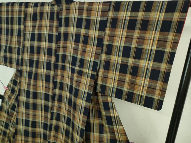 平和屋着物●極上　紬　格子　逸品　DZAB3480kh6