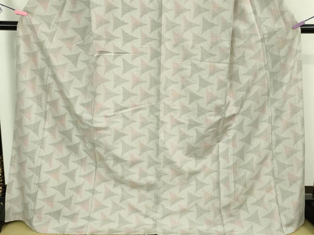 平和屋着物▽極上 結城紬 単衣 100亀甲 薄梅鼠色地 ロング丈 逸品 DZAB3481kh6