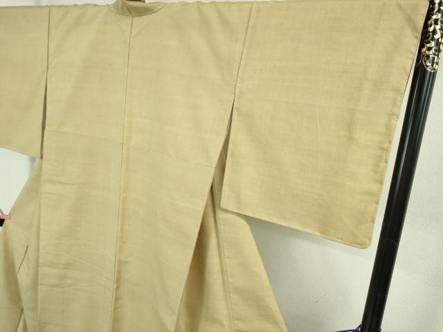 平和屋本店●極上 本場結城紬 重要無形文化財 色無地 浅黄色 逸品 DZAB3482kh6