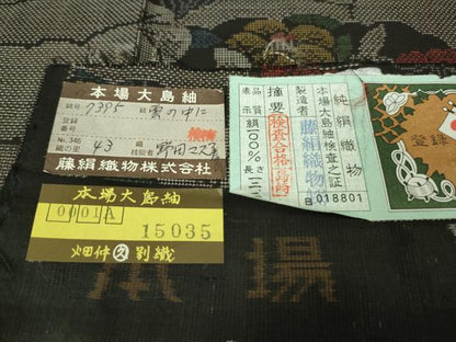 平和屋着物●極上　都喜ヱ門　本場大島紬　9マルキ　純泥染　雲の中に　藤絹織物謹製　証紙付き　逸品　DZAB3486kh6