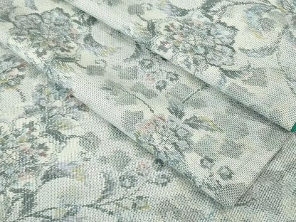 平和屋着物●極上　本場大島紬　白大島　花唐草文　やまと誂製　逸品　DZAB3487kh6