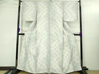 平和屋本店●極上 本場大島紬 白大島 9マルキ 草花菱文 反端付き 逸品 未使用 DZAB3488kh6