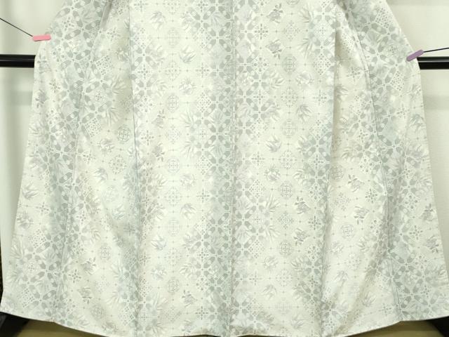 平和屋本店●極上 本場大島紬 白大島 9マルキ 草花菱文 反端付き 逸品 未使用 DZAB3488kh6