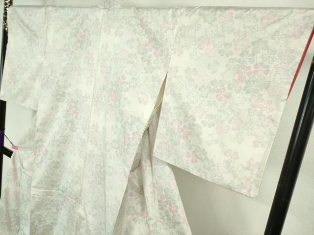 平和屋着物●極上　本場大島紬　白大島　9マルキ　クローバー　てんとう虫　逸品　DZAB3492kh6