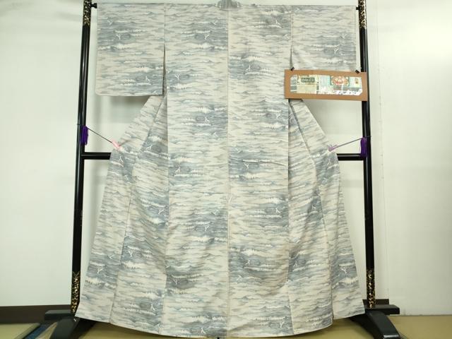 平和屋着物●極上　本場大島紬　白大島　名匠たかし　白紬泥染　カモメ　証紙・鑑定証付き　逸品　DZAB3493kh6