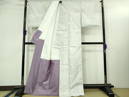 平和屋着物●極上　本場大島紬　白大島　アンサンブル　道中着セット　色紙花文　逸品　DZAB3494kh6