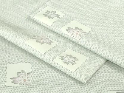 平和屋着物●極上　本場大島紬　白大島　アンサンブル　道中着セット　色紙花文　逸品　DZAB3494kh6