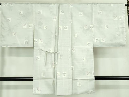 平和屋着物●極上　本場大島紬　白大島　アンサンブル　道中着セット　色紙花文　逸品　DZAB3494kh6