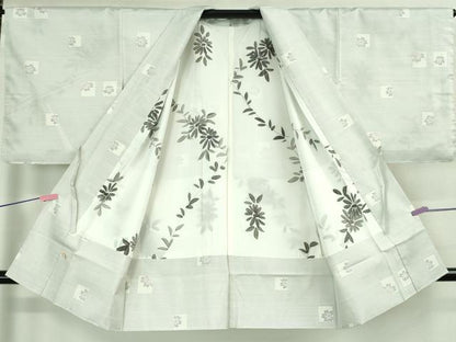 平和屋着物●極上　本場大島紬　白大島　アンサンブル　道中着セット　色紙花文　逸品　DZAB3494kh6