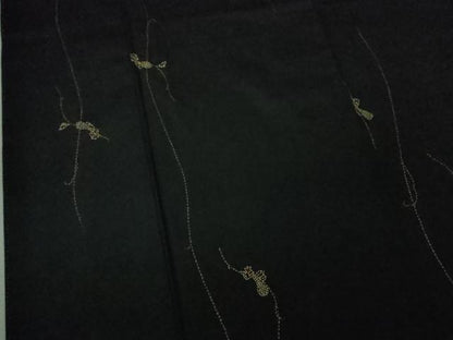 平和屋本店●極上　紬屋吉兵衛　一徳紬　刺し子　総刺繍　玉糸手織　瓢箪　黒地　逸品　DZAB3495kh6