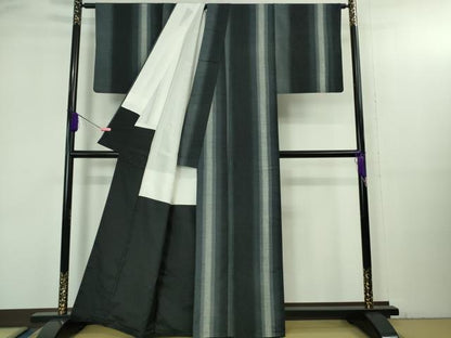 平和屋着物●極上　本場眞綿絢結城紬　間道　証紙付き　逸品　DZAB3497kh6