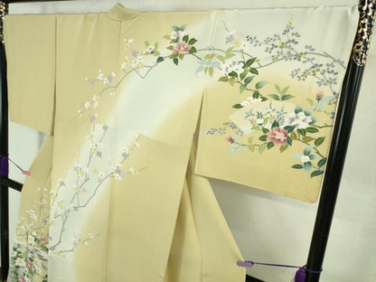 平和屋本店●極上 訪問着 風景花文 暈し染め 砥粉色地 逸品 DZAB3502kh6