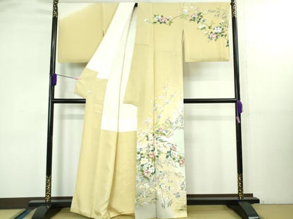 平和屋本店●極上 訪問着 風景花文 暈し染め 砥粉色地 逸品 DZAB3502kh6