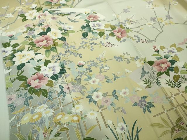 平和屋本店●極上 訪問着 風景花文 暈し染め 砥粉色地 逸品 DZAB3502kh6