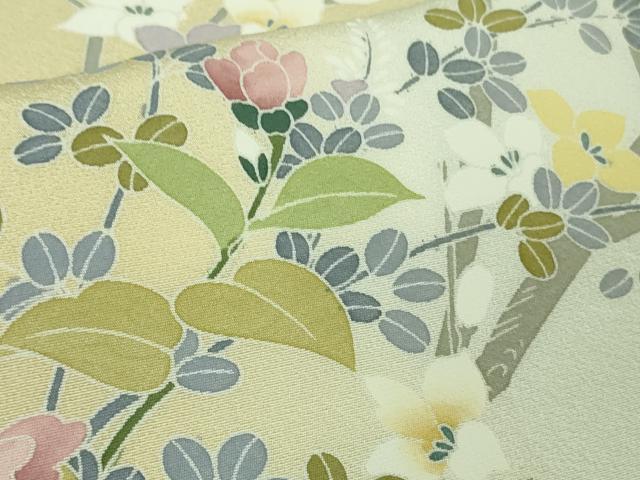 平和屋本店●極上 訪問着 風景花文 暈し染め 砥粉色地 逸品 DZAB3502kh6