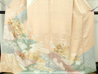 平和屋本店●極上　創業460年・千總　訪問着　駒刺繍　草花文　金彩　小田急百貨店扱い　逸品　DZAB3511kh6