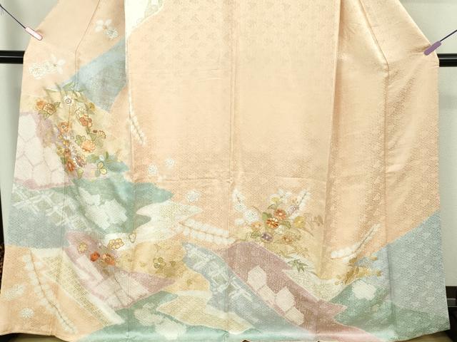 平和屋本店●極上　創業460年・千總　訪問着　駒刺繍　草花文　金彩　小田急百貨店扱い　逸品　DZAB3511kh6