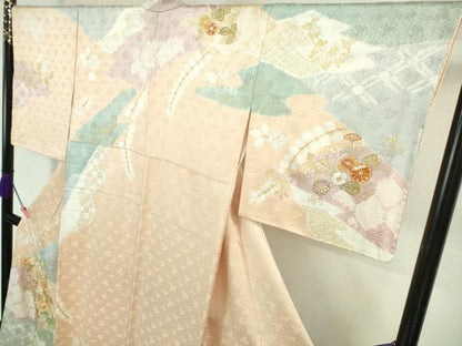 平和屋本店●極上　創業460年・千總　訪問着　駒刺繍　草花文　金彩　小田急百貨店扱い　逸品　DZAB3511kh6