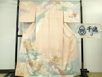 平和屋本店●極上　創業460年・千總　訪問着　駒刺繍　草花文　金彩　小田急百貨店扱い　逸品　DZAB3511kh6