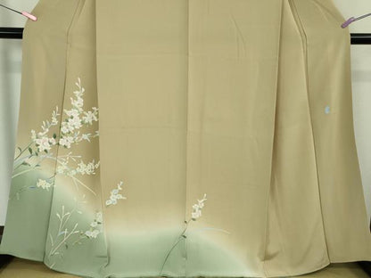 平和屋着物●極上　本加賀友禅作家　南克治　訪問着　草花文　枯色地　暈し染め　逸品　DZAB3512kh6